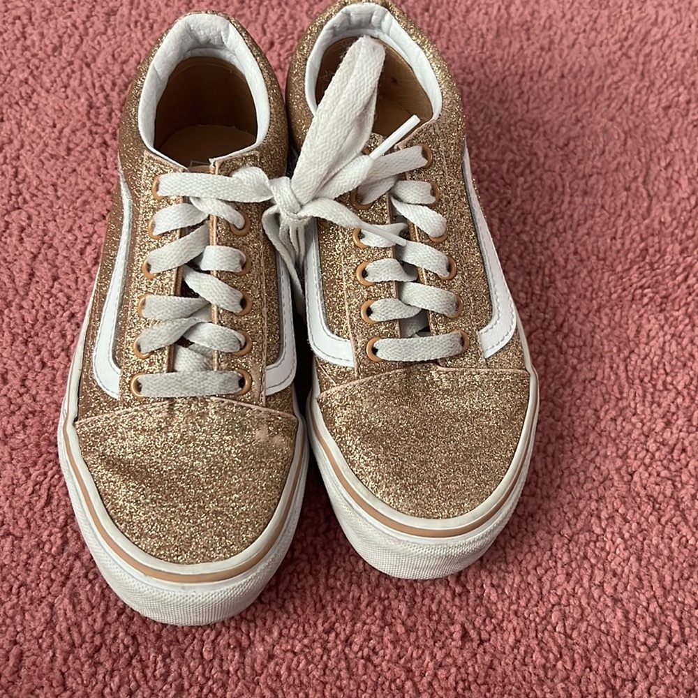 Gold sparkle Vans - girl size 2